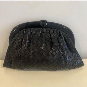 Bottega Venetta Black Woven Leather Clutch Bag